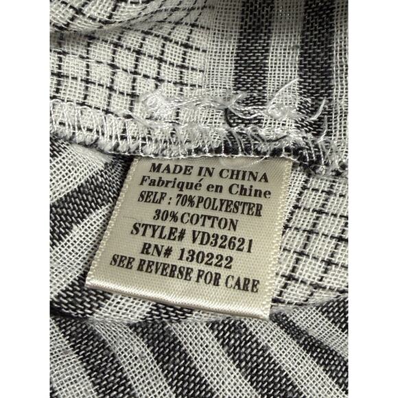 FARROW Patchwork Plaid Black White Button Up Long Sleeve Shirt Top Size S Small - Picture 4 of 4